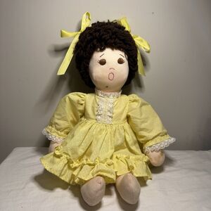 Handmade Rag Doll, Short Curly Hair Surprised Expression 17 Inches